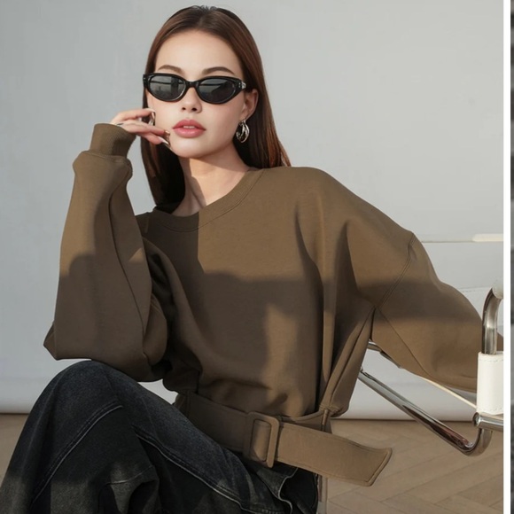 Sold eBay NWT Commense Pullover sold out online Belted Short Sweatshirt - Picture 4 of 10